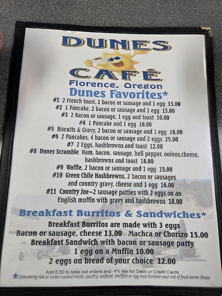 The Dunes Cafe Menu image 1