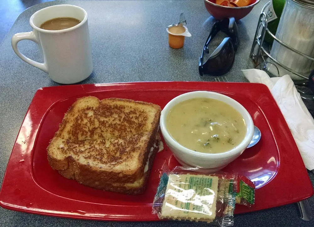 Turkey Swiss Cheese Sandwich with Soup of the Day Broccoli Mushroom